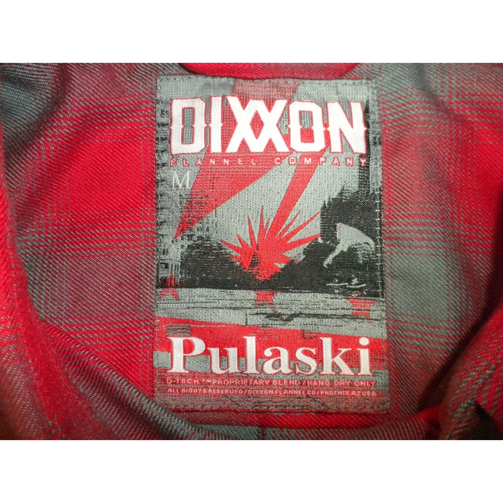 Dixxon Pulaski Flannel Shirt Womens M Red Gray Check Plaid Pearl Snap Biker Chic - Picture 4 of 8